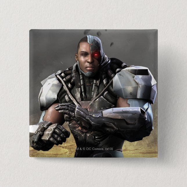 Cyborg 2 Inch Square Button (Front)