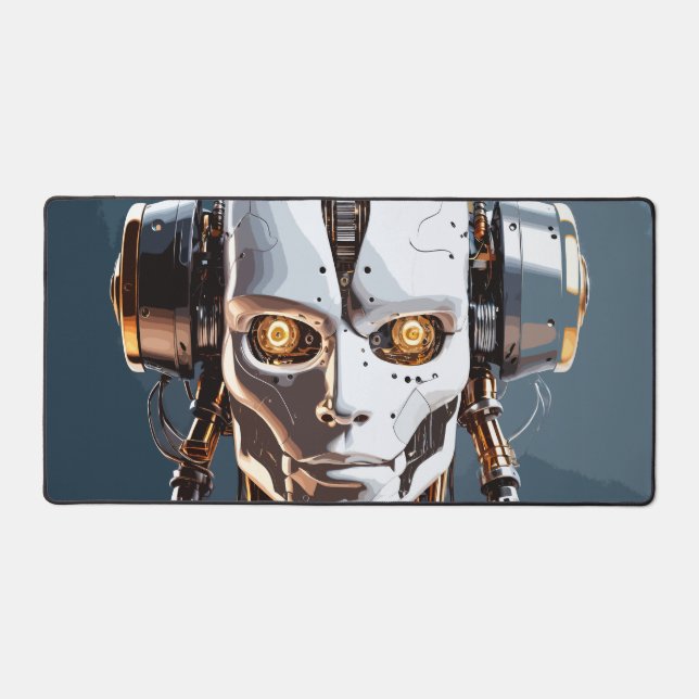Cyborg Android Visage Sci-Fi Or Blanc (Recto)