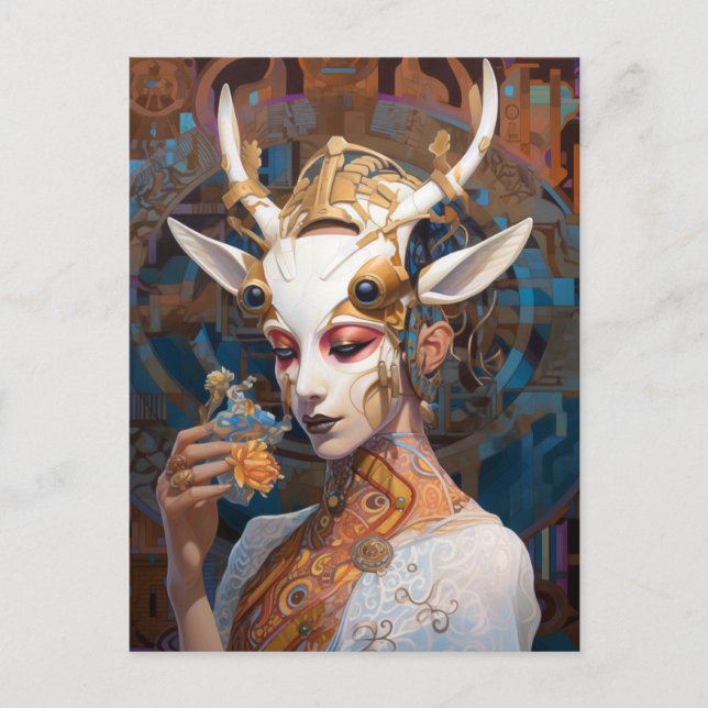 Cyborg Antelope Woman Robot Science Fiction Postcard (Front)
