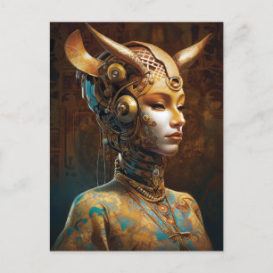 Cyborg Antelope Woman Robot Science Fiction Postcard