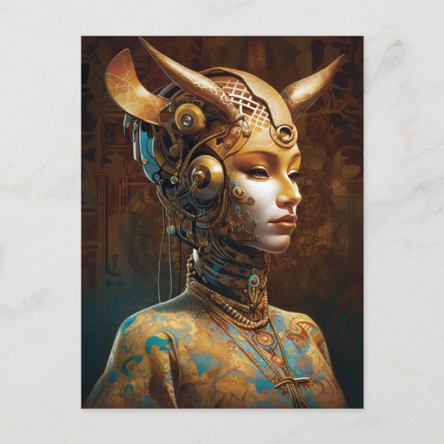 Cyborg Antelope Woman Robot Science Fiction Postcard (Front)