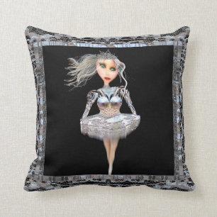 Cyborg Ballerina Throw Pillow