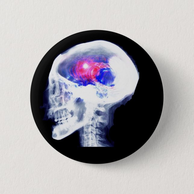Cyborg Brain 2 Inch Round Button (Front)