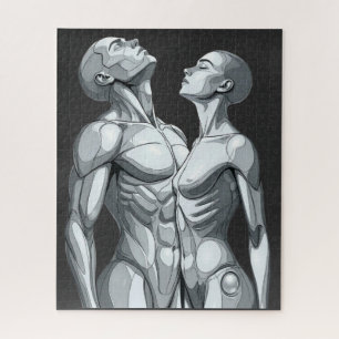 Cyborg Couple Futuristic Jigsaw Puzzle
