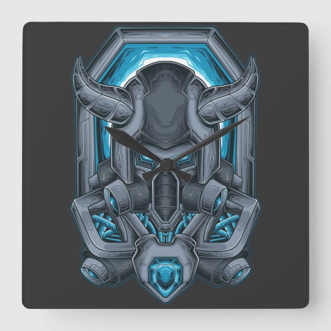 Cyborg Evolution Square Wall Clock (Front)