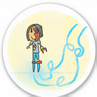 Cyborg Mom Comic Book Style Sticker