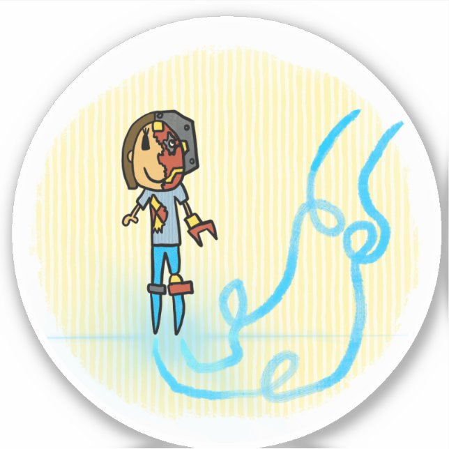 Cyborg Mom Comic Book Style Sticker (Front)