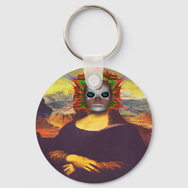 Cyborg Mona Lisa Keychain (Front)