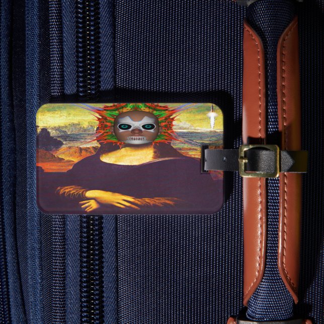 Cyborg Mona Lisa Luggage Tag (Front Insitu 4)