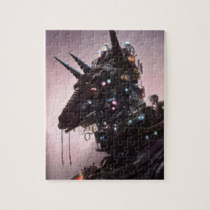 Cyborg noir licorne puzzle