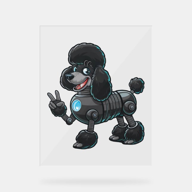 Cyborg Poodle Robot Peace Sign (Front)
