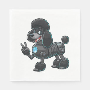 Cyborg Poodle Robot Peace Sign Napkin