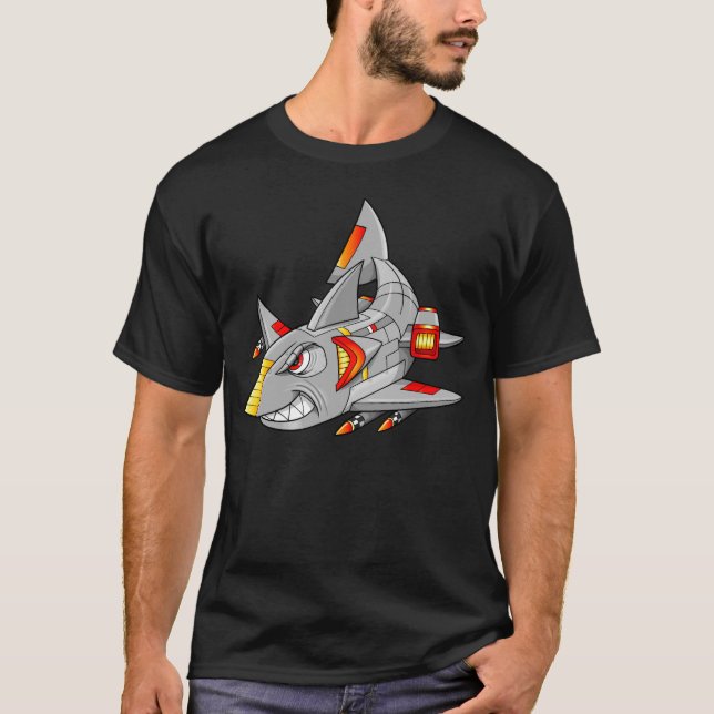 Cyborg Robot Shark T-Shirt (Front)