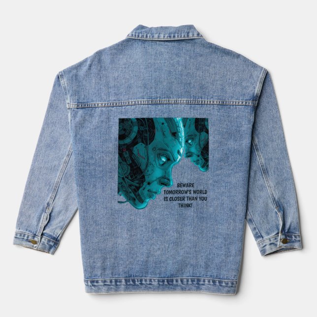 CYBORG ROBOTIC HEAD DENIM JACKET (Back)
