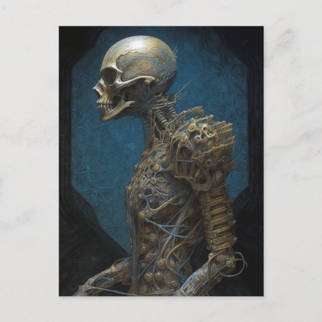 Cyborg Skeleton Futuristic Science Fiction Postcard (Front)