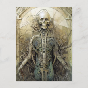 Cyborg Skeleton Futuristic Science Fiction Postcard
