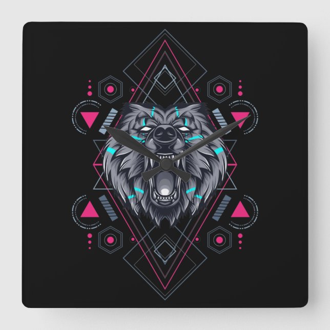 Cyborg Square Wall Clock (Front)