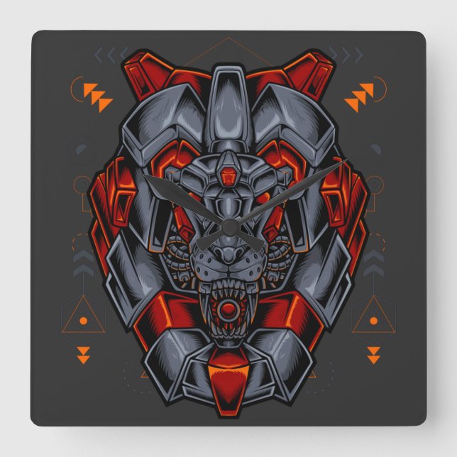 Cyborg Square Wall Clock (Front)