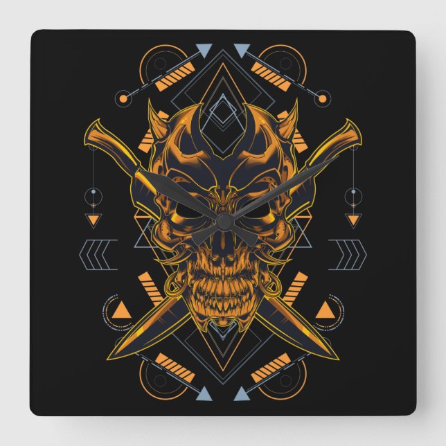 Cyborg Square Wall Clock (Front)