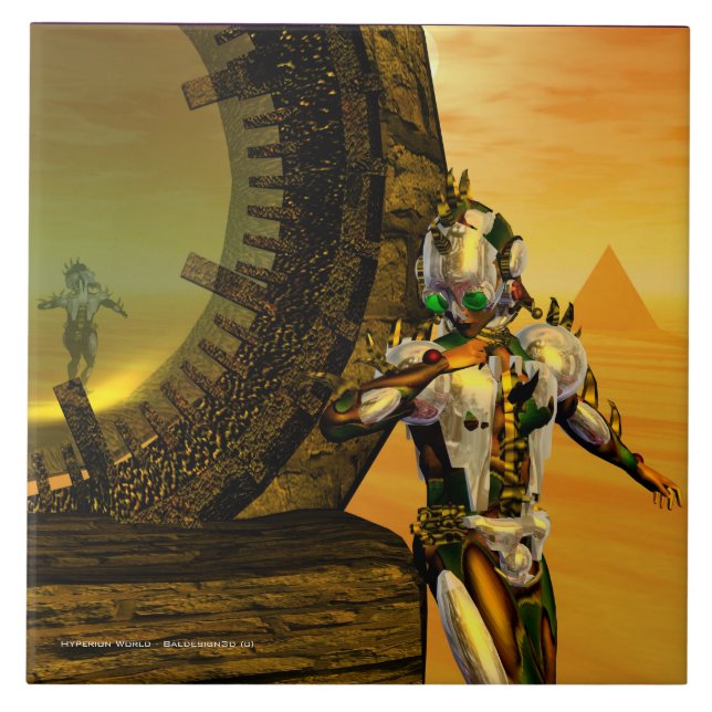 CYBORG TITAN,DESERT HYPERION Science Fiction Scifi Tile (Front)