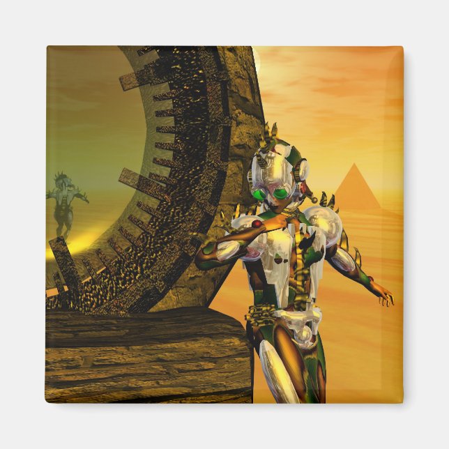 CYBORG TITAN IN DESERT HYPERION Science Fiction, Magnet (Front)