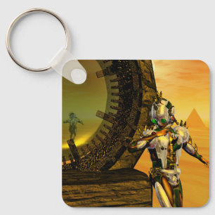 CYBORG TITAN IN DESERT OF HYPERION Science Fiction Keychain