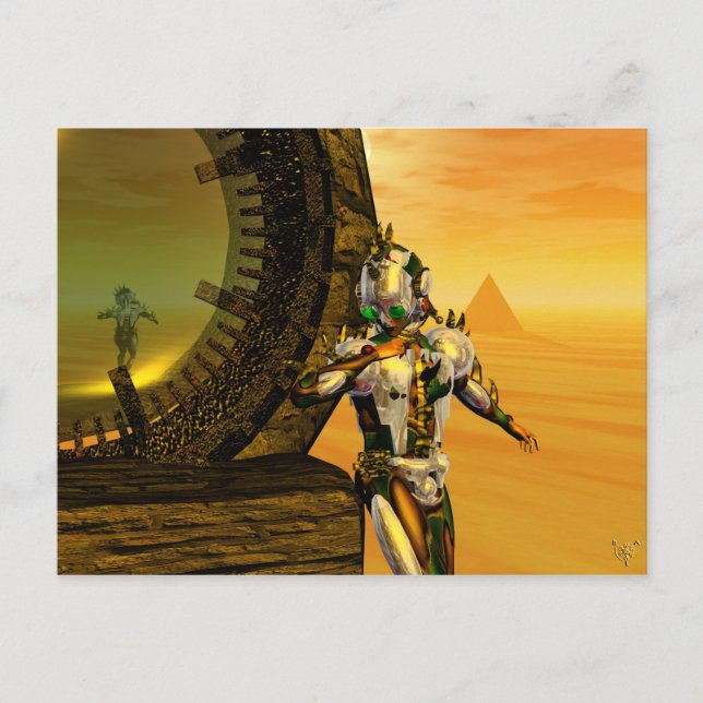 CYBORG TITAN IN DESERT OF HYPERION Science Fiction Postcard (Front)