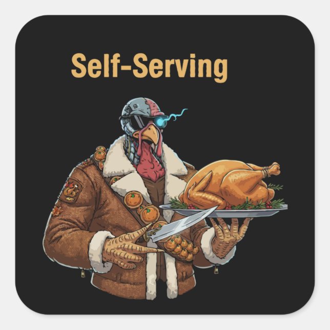  Cyborg Turkey's Thanksgiving Revenge Square Sticker (Front)