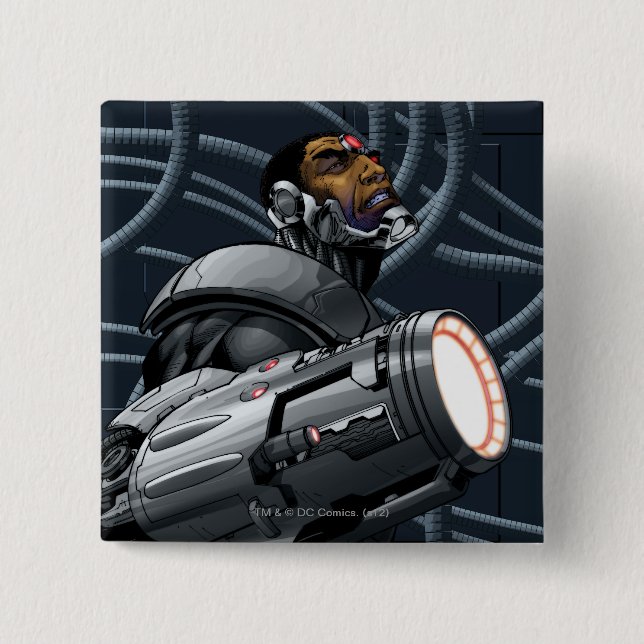 Cyborg & Weapon Bust 2 Inch Square Button (Front)