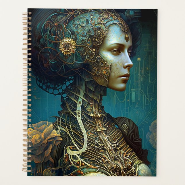Cyborg Woman Fantasy Sci-Fi Art Planner (Front)