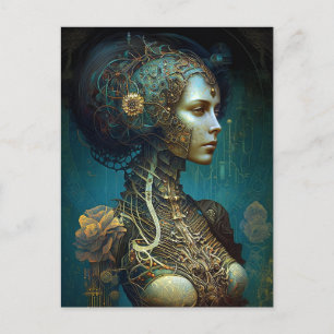 Cyborg Woman Fantasy Sci-Fi Art Postcard