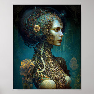 Cyborg Woman Fantasy Sci-Fi Art Poster