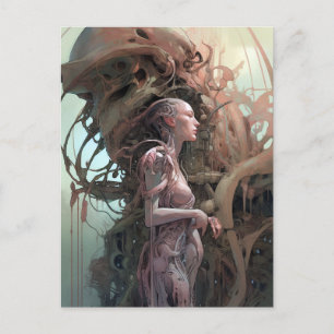 Cyborg Woman Futuristic Science Fiction Postcard