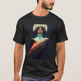 Cyborg Woman Retro Dark Vintage Sci-Fi Illustratio T-Shirt
