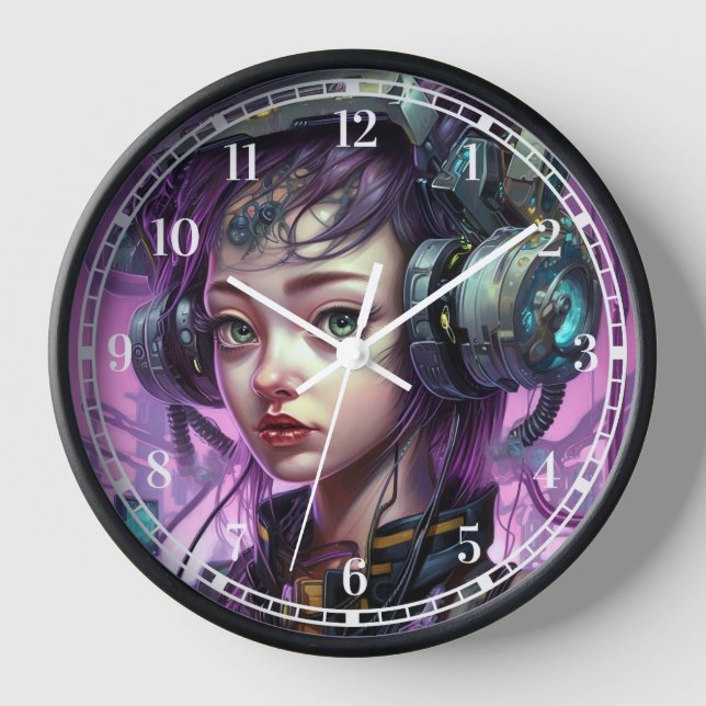 Cyborg Woman Science Fiction Clock (Front)