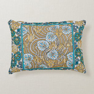 cyclamen blue art nouveau flower botanical accent pillow