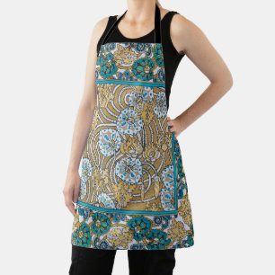 cyclamen blue art nouveau flower botanical apron