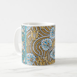 cyclamen blue art nouveau flower botanical coffee mug