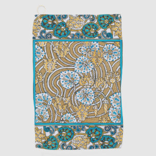 cyclamen blue art nouveau flower botanical golf towel