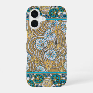 cyclamen blue art nouveau flower botanical iPhone 16 case