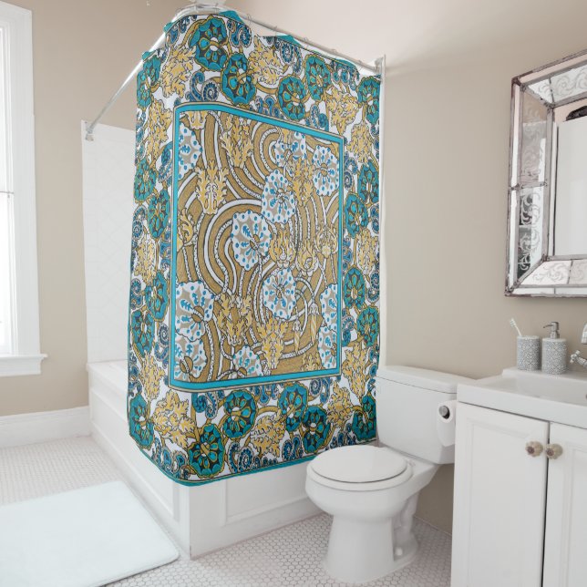 cyclamen blue art nouveau flower wallpaper  (In Situ)