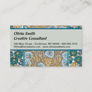 cyclamen blue art nouveau flower wallpaper  business card
