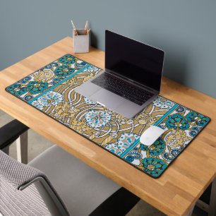 cyclamen blue art nouveau flower wallpaper  desk mat