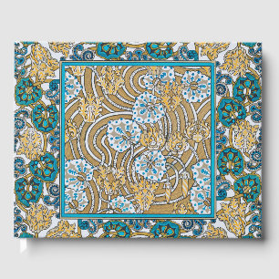 cyclamen blue art nouveau flower wallpaper  guest book
