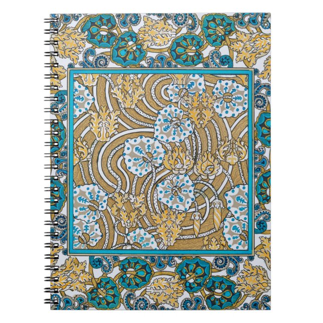 cyclamen blue art nouveau flower wallpaper  notebook (Front)