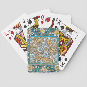 cyclamen blue art nouveau flower wallpaper  playing cards