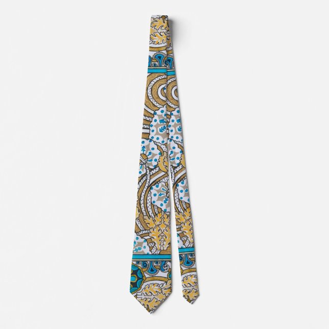 cyclamen blue art nouveau flower wallpaper  tie (Front)