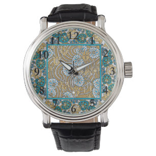 cyclamen blue art nouveau flower wallpaper  watch