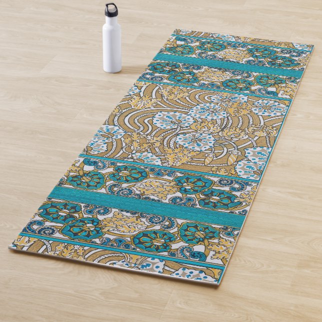 cyclamen blue art nouveau flower wallpaper  yoga mat (In Situ)