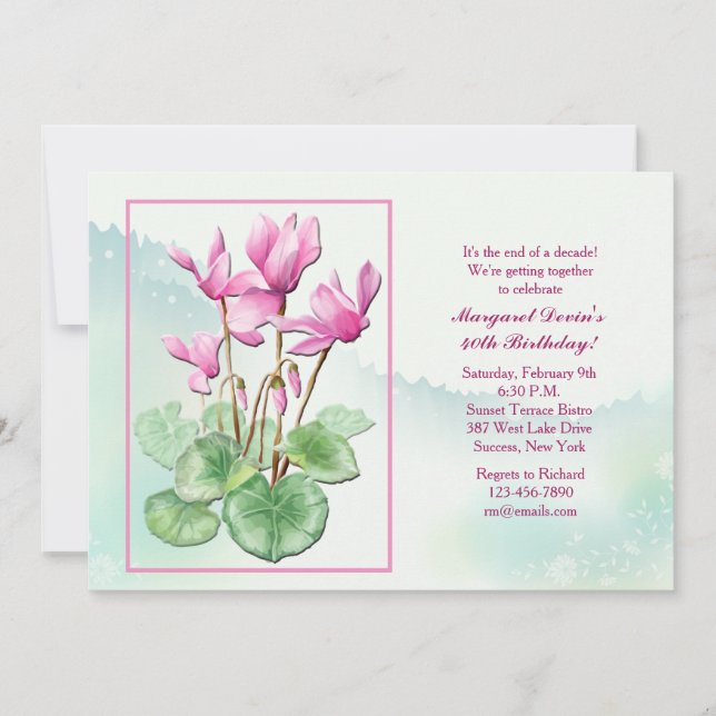 Cyclamen Flowers Invitation (Front)